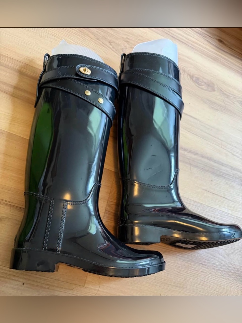 Coach Black Rubber Sole Rain Boots